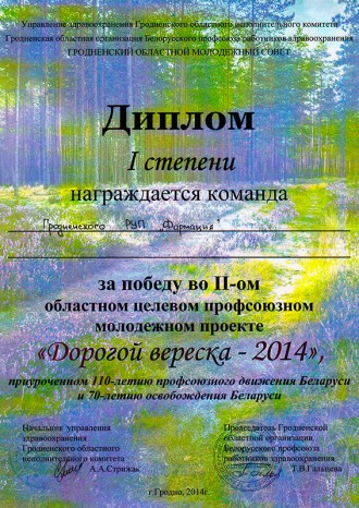 1-е место в областном проекте "Дорогой вереска-2014"